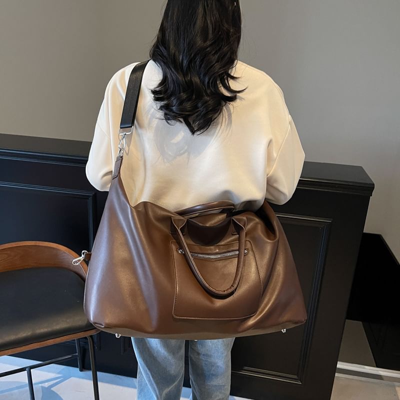 Leather Crossbody Faux Handle Top Bag