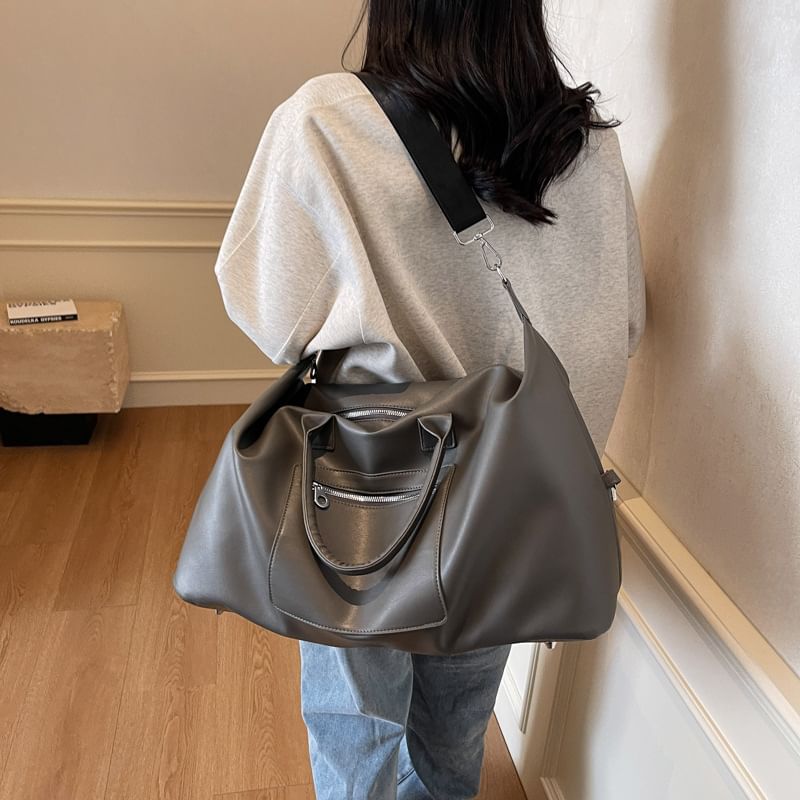 Leather Crossbody Faux Handle Top Bag