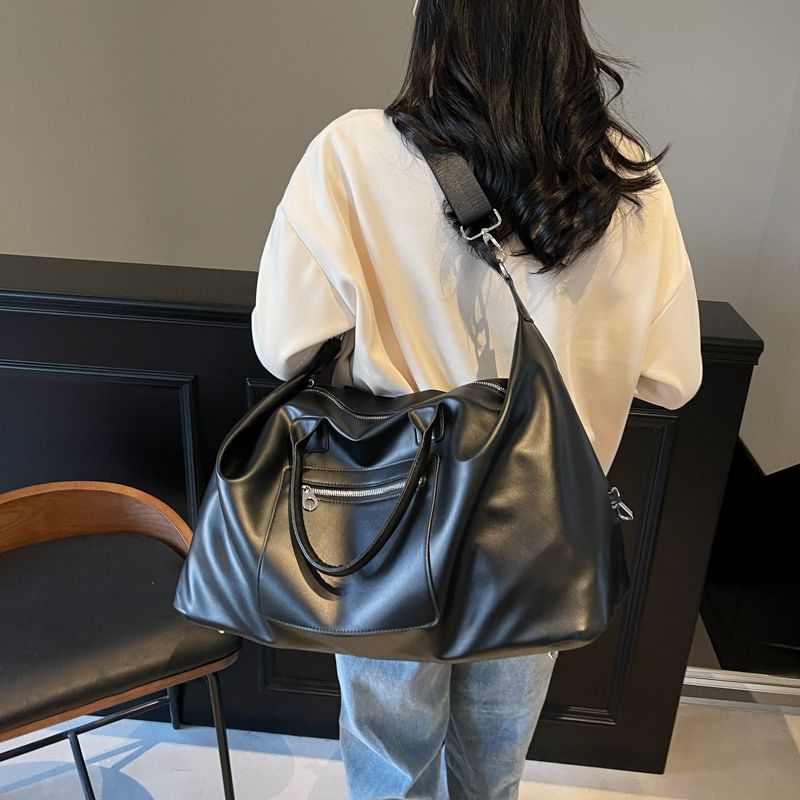 Leather Crossbody Faux Handle Top Bag