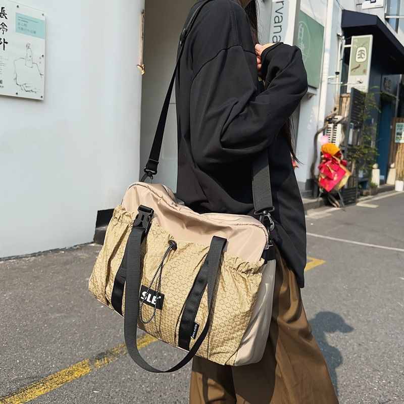 Buckled Plaid Drawstring Bag Panel Crossbody