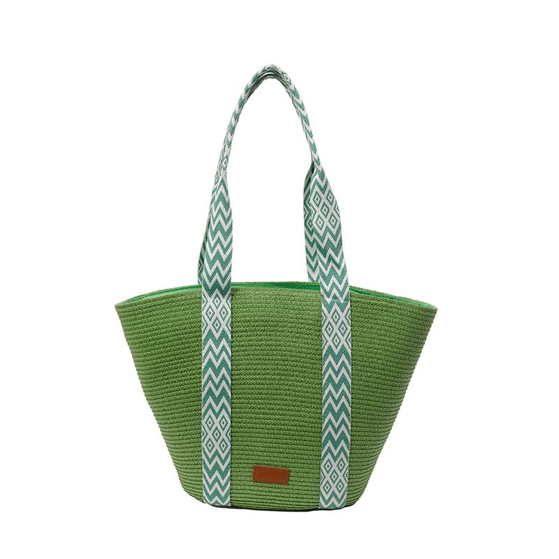 Tote Pattern Woven Strap Bag