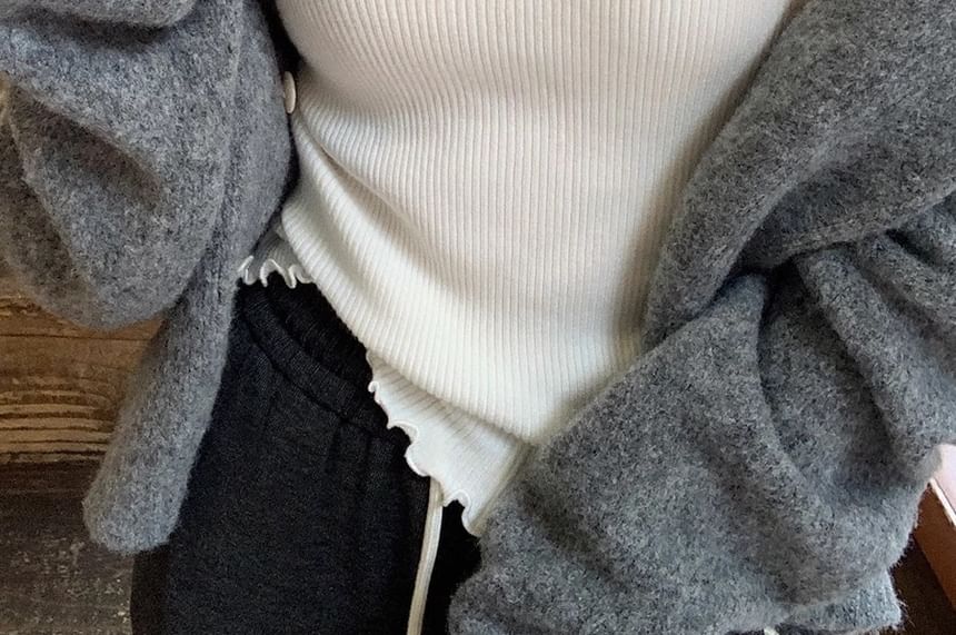 Trim Plain Top Camisole Padded Lace Ribbed