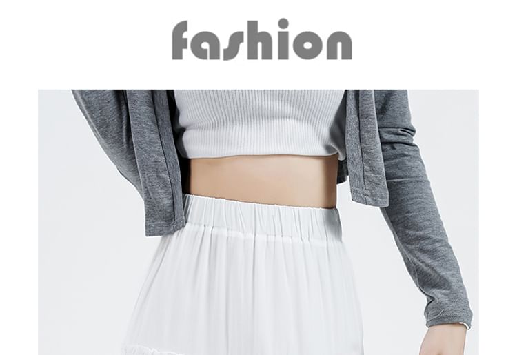 Skirt Elastic Plain A-Line Waist Maxi Tiered