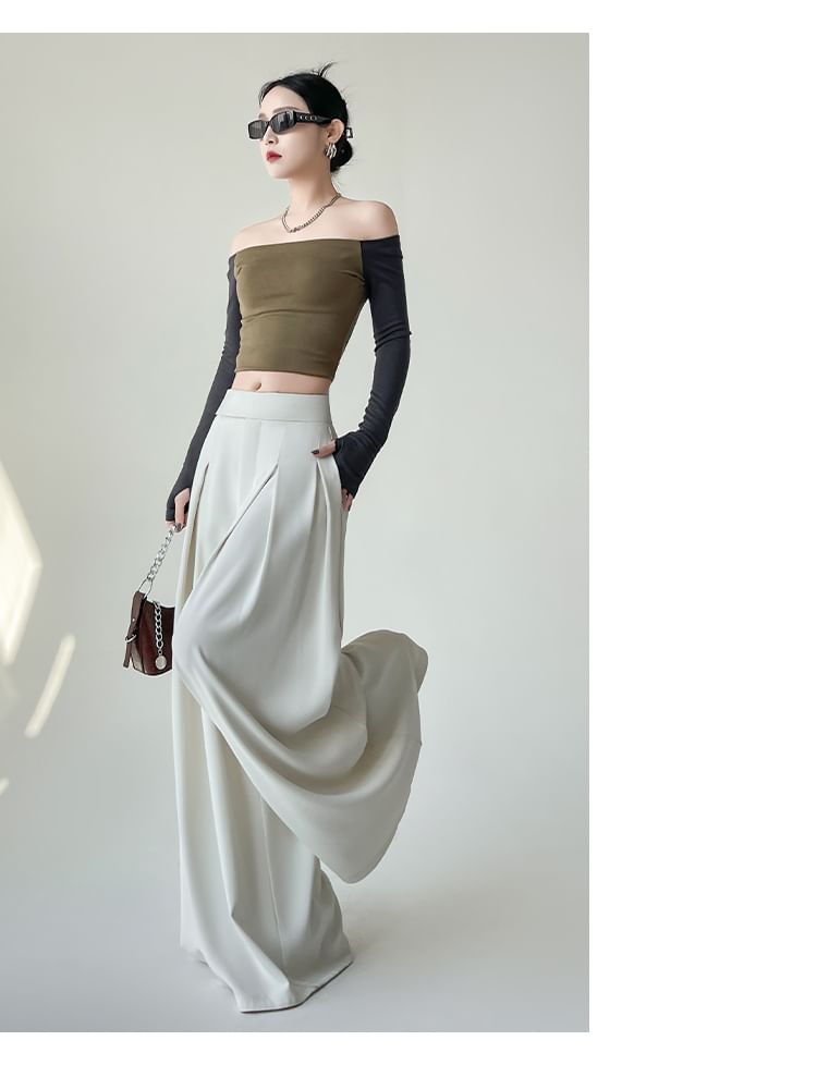 Leg (Various High Pants Dress Waist Plain Wide Designs)