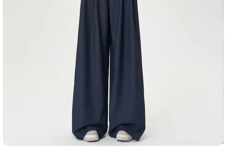 Wide Pants Rise Plain Dress Leg High