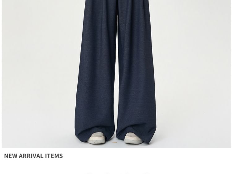 Wide Pants Rise Plain Dress Leg High