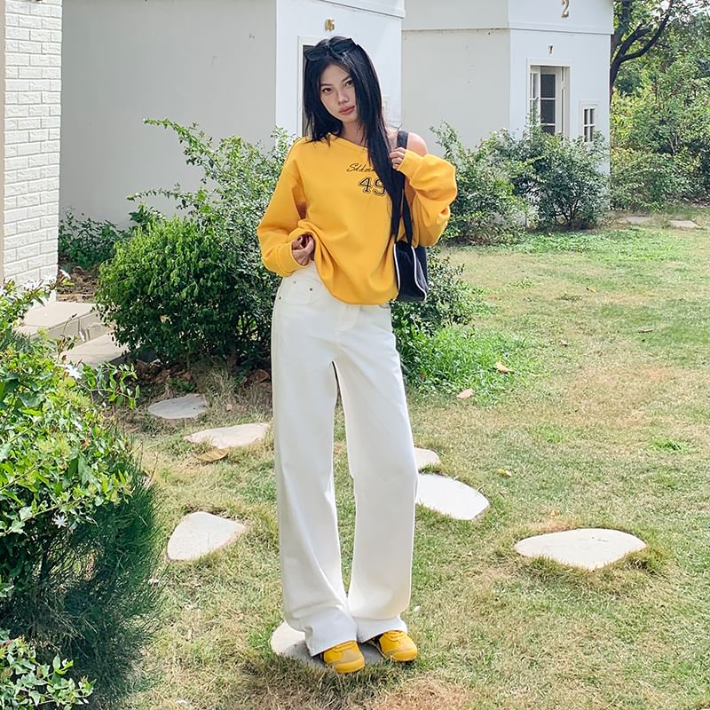 Pants Rise High Wide Suit Plain Washed Leg (Various Designs)