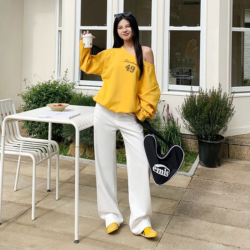 Pants Rise High Wide Suit Plain Washed Leg (Various Designs)