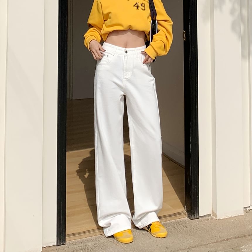 Pants Rise High Wide Suit Plain Washed Leg (Various Designs)