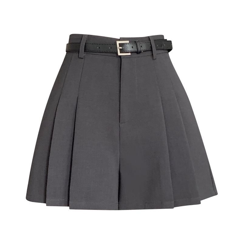 High Plain Pleated Waist Skort