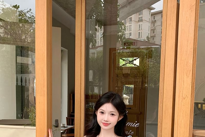 Ruffle Panel Camisole V-Neck Top