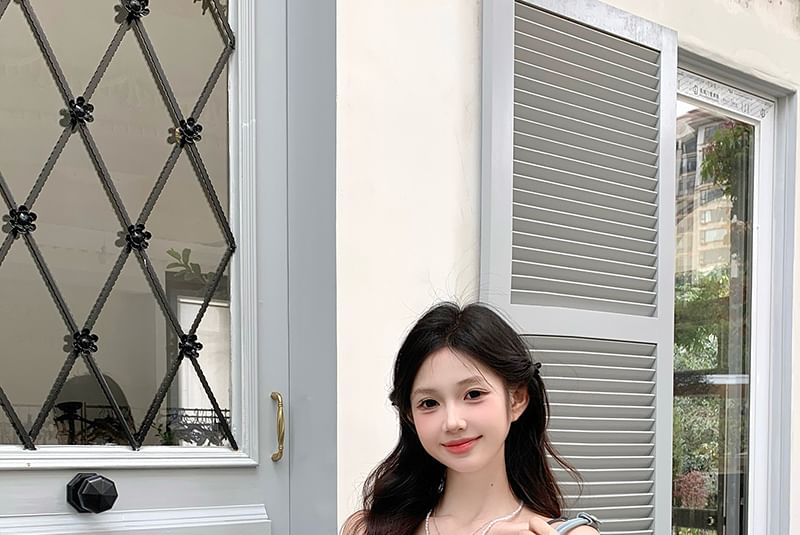 Ruffle Panel Camisole V-Neck Top