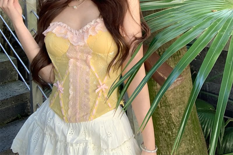 Panel Lace Top Bow Tube