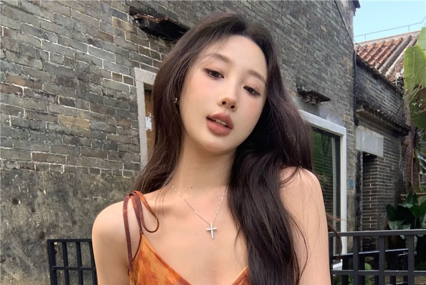 Tie Camisole Dye Shoulder Top Asymmetrical