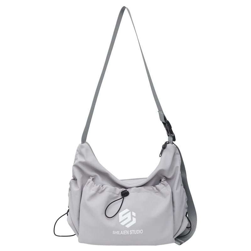 Crossbody Lettering Drawstring Bag