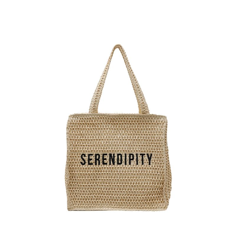Lettering Woven Bag Tote