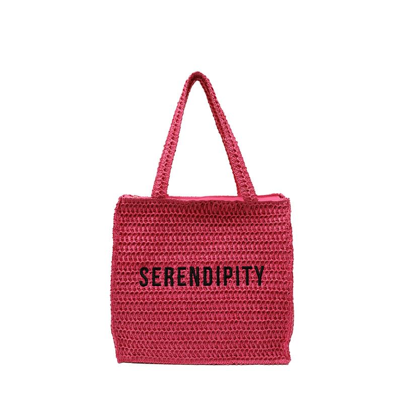 Lettering Woven Bag Tote