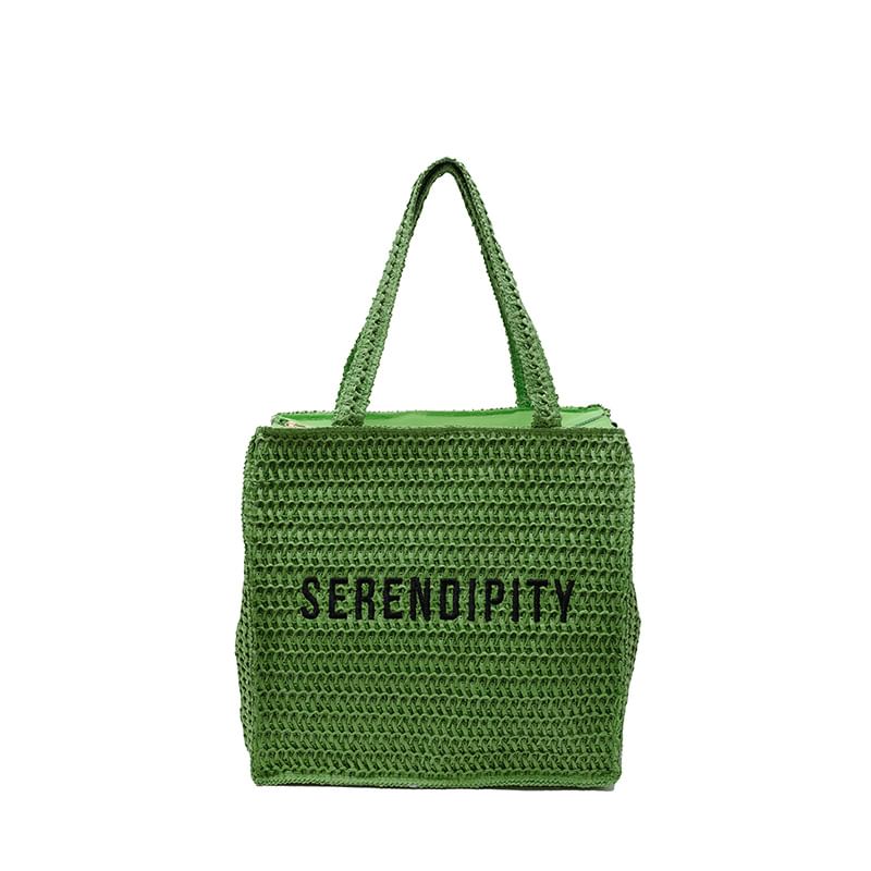 Lettering Woven Bag Tote