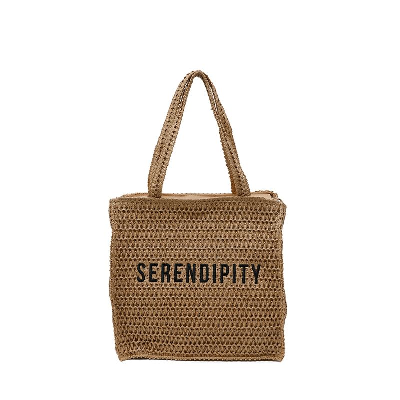 Lettering Woven Bag Tote