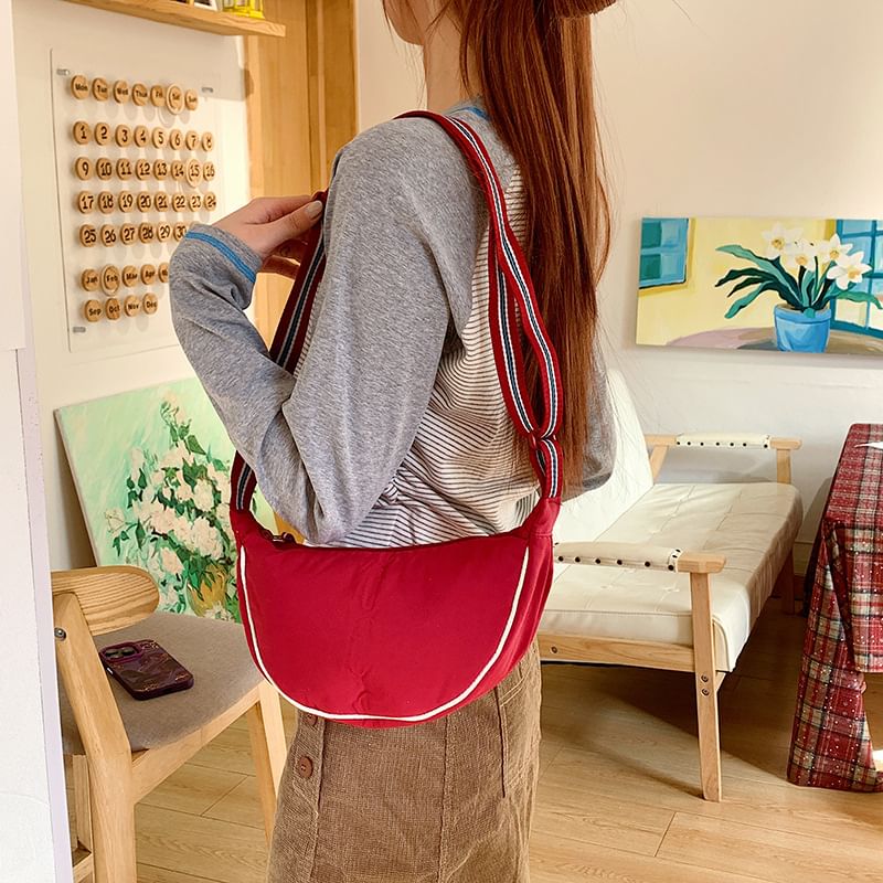 Crossbody Bag Contrast Strap Trim Striped