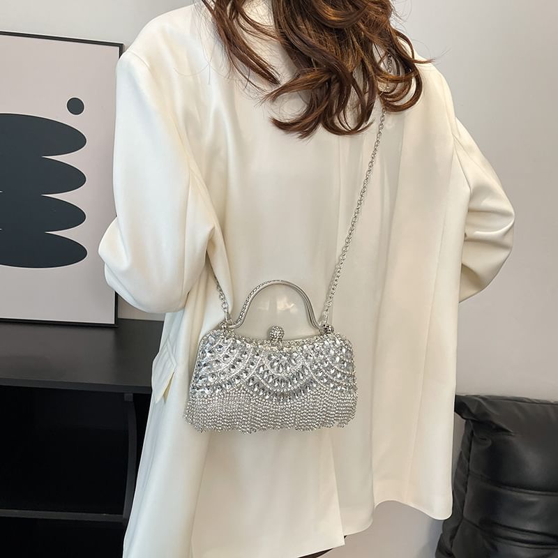 Tasseled Bag Crossbody Chain Rhinestone