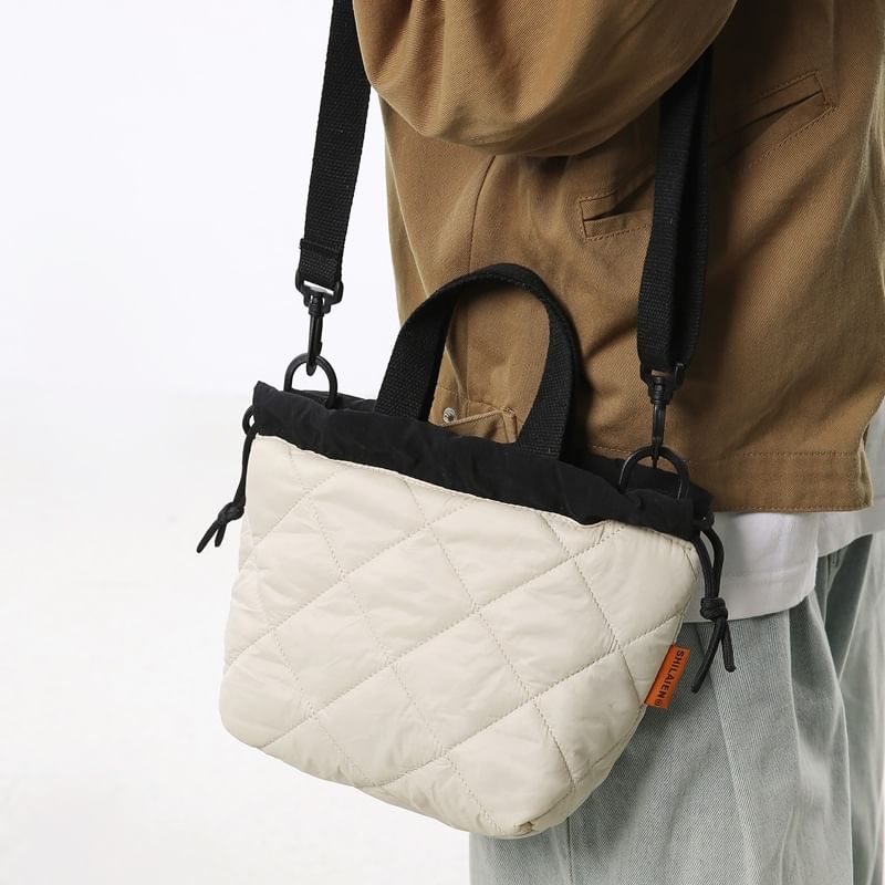 Quilted Bag Two-Tone Drawstring Crossbody