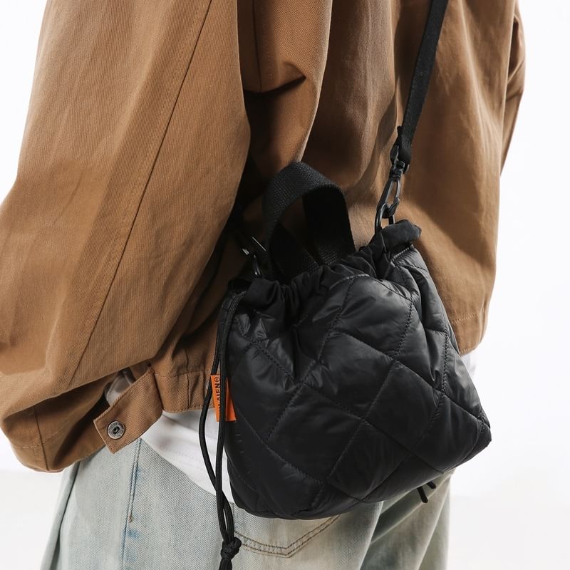 Quilted Bag Two-Tone Drawstring Crossbody