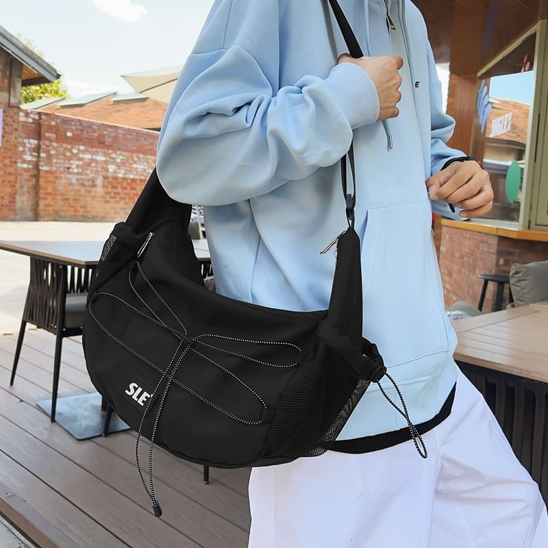 Lettering Logo Bag Drawstring Crossbody