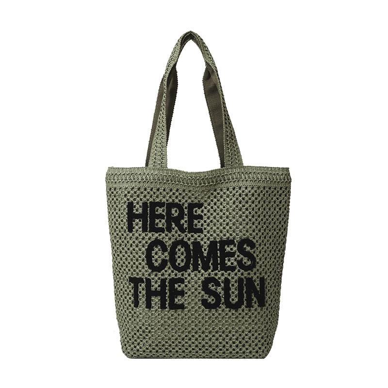 Woven Letter Tote Bag Embroidered