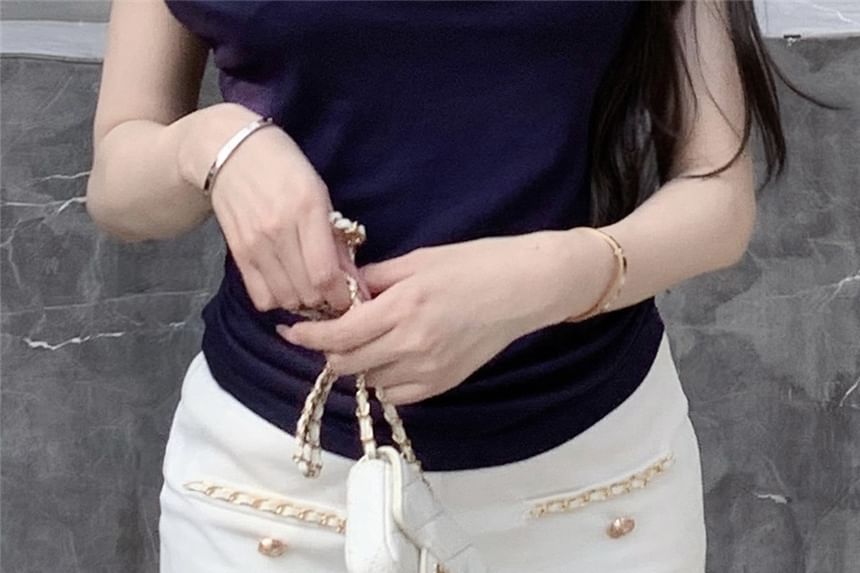 Plain Chained Waist Hot High Pants