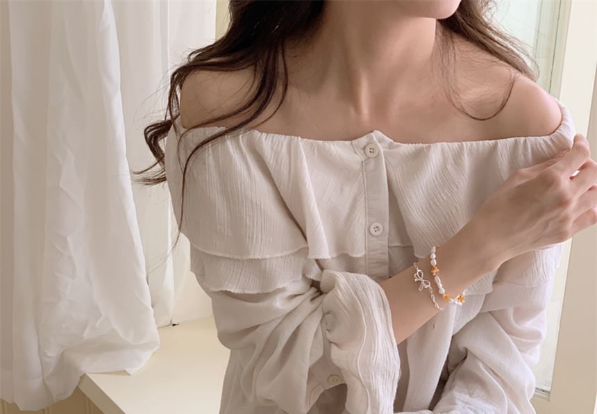 Sterling / Silver Beaded Natural Bracelet 925 Bow Pearl