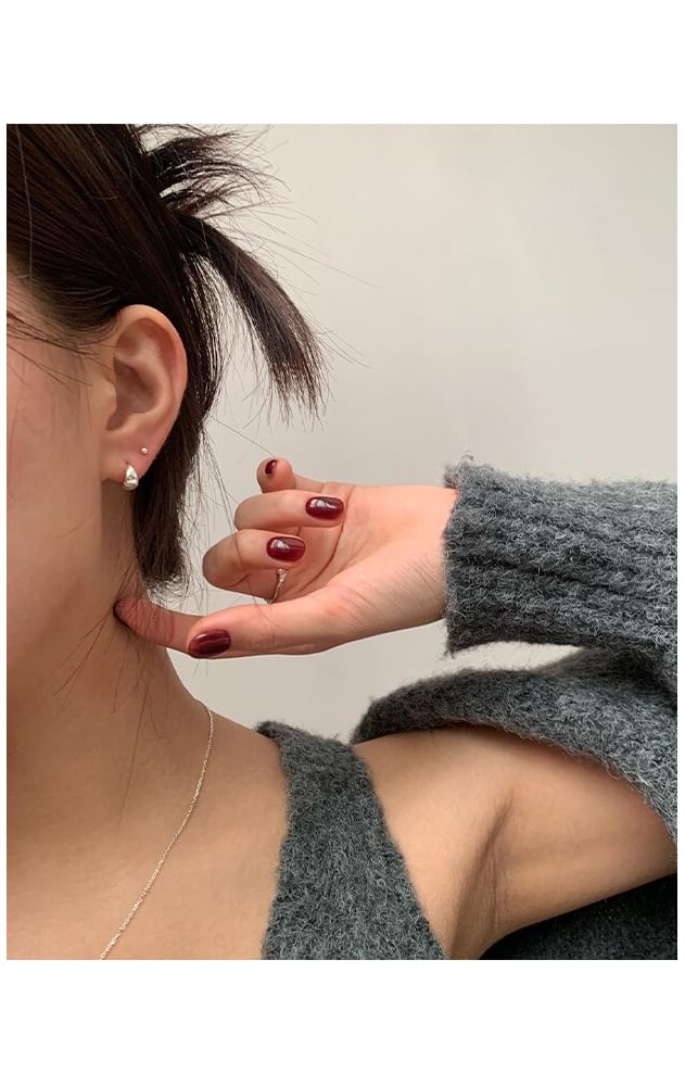 925 Glossy Silver Hoop Earring Sterling