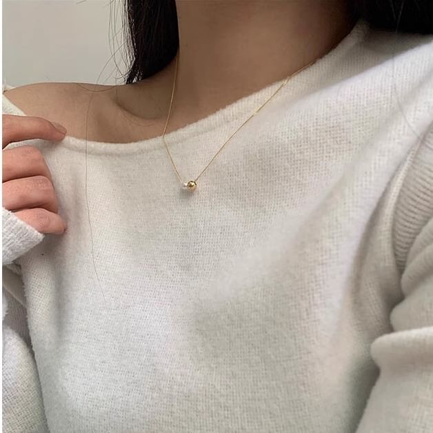 Sterling 925 Silver Faux Necklace Ball Pearl