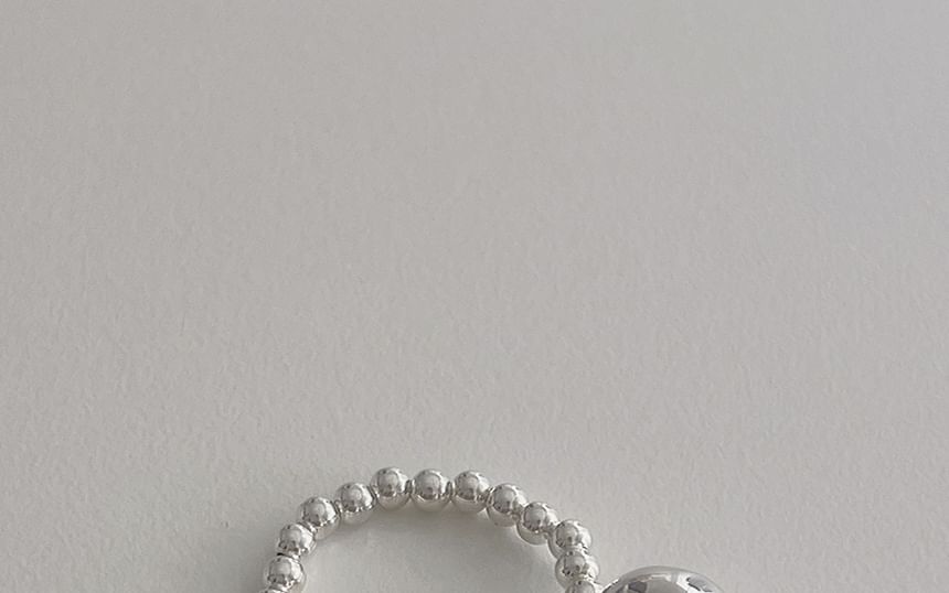Ring Pearl Elastic Sterling 925 Beaded Faux Silver