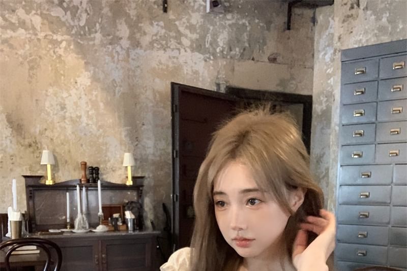 Slim Lace A-Line Mini Fit High Panel Blouse Skirt Short-Sleeve / Waist