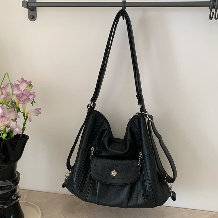 Leather Shoulder Bag Faux Plain