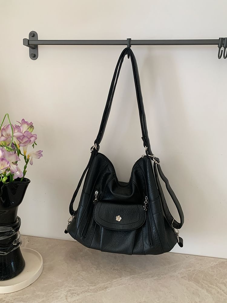 Leather Shoulder Bag Faux Plain