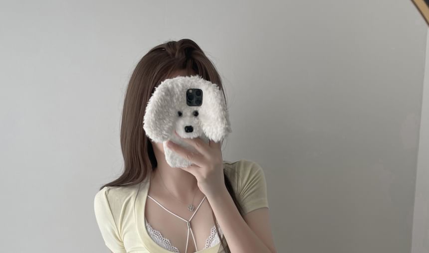 Plain Slim T-Shirt Lace Fit Scoop / Top Short-Sleeve Neck Bra Crop Halter