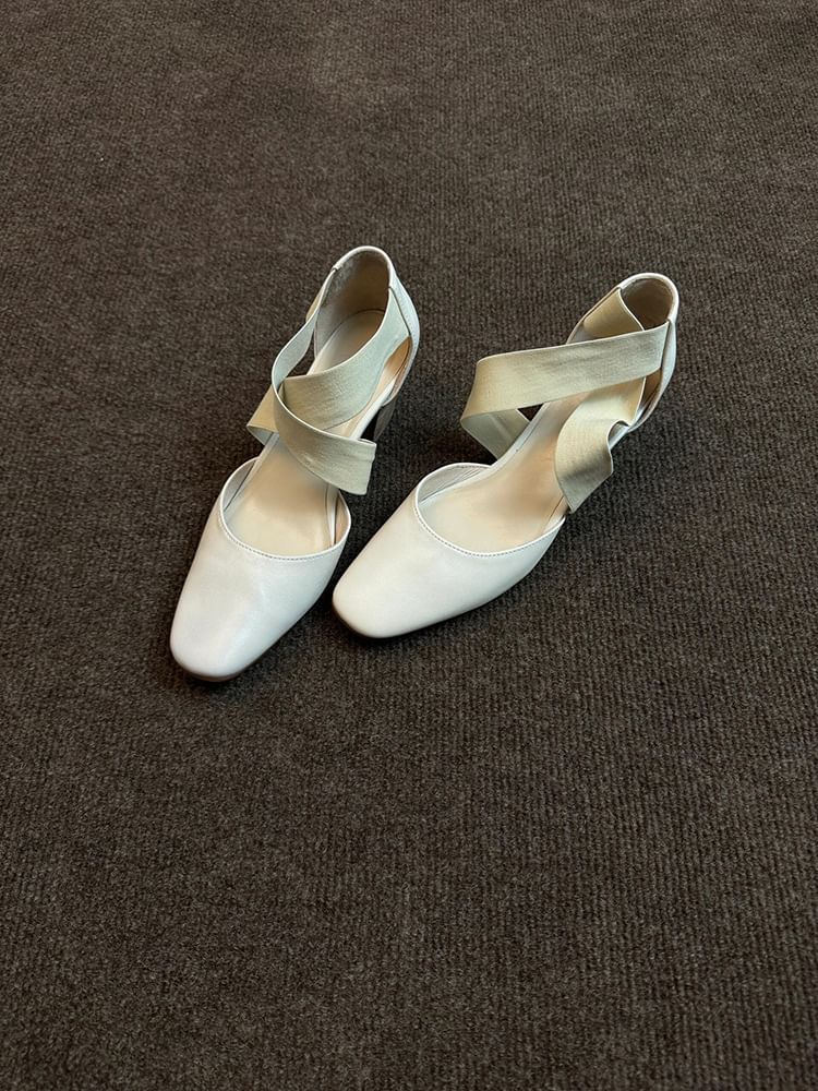 Chunky Shoes Strap Heel Mary Jane Cross