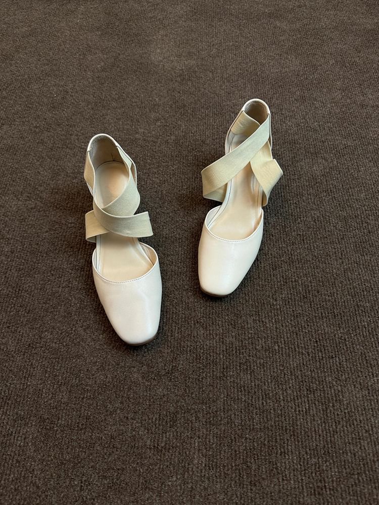 Chunky Shoes Strap Heel Mary Jane Cross