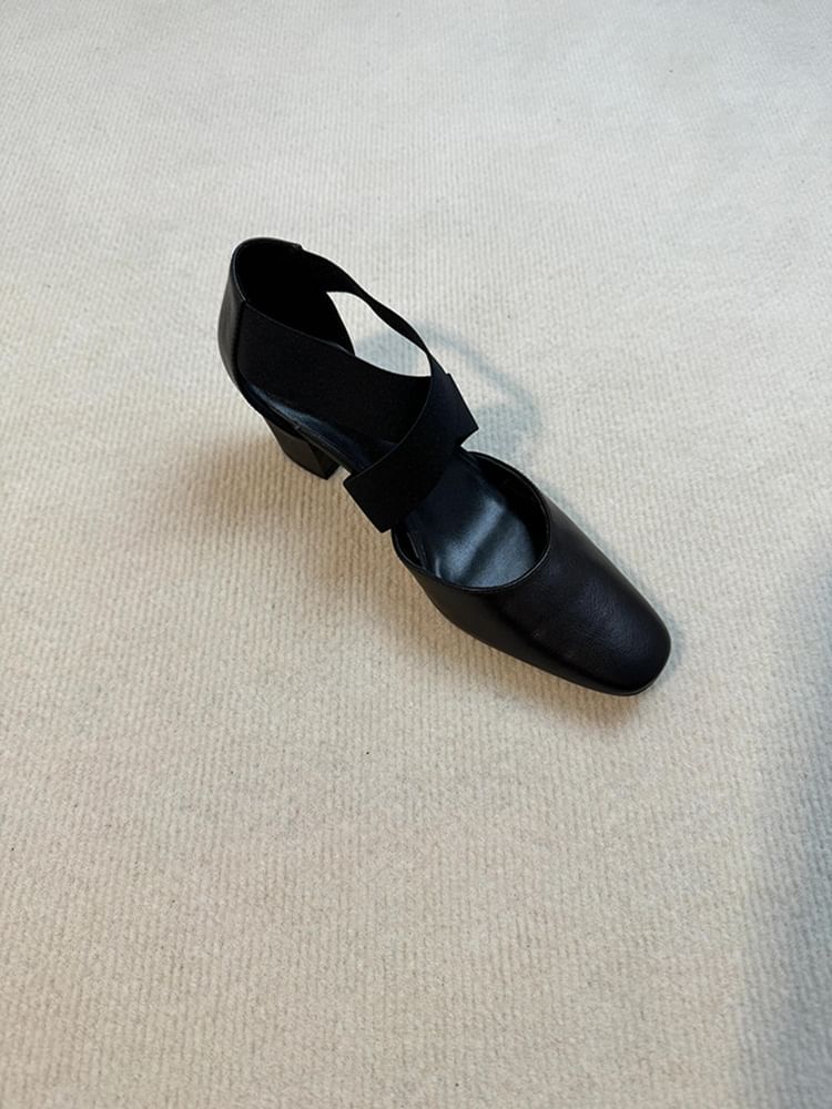 Chunky Shoes Strap Heel Mary Jane Cross