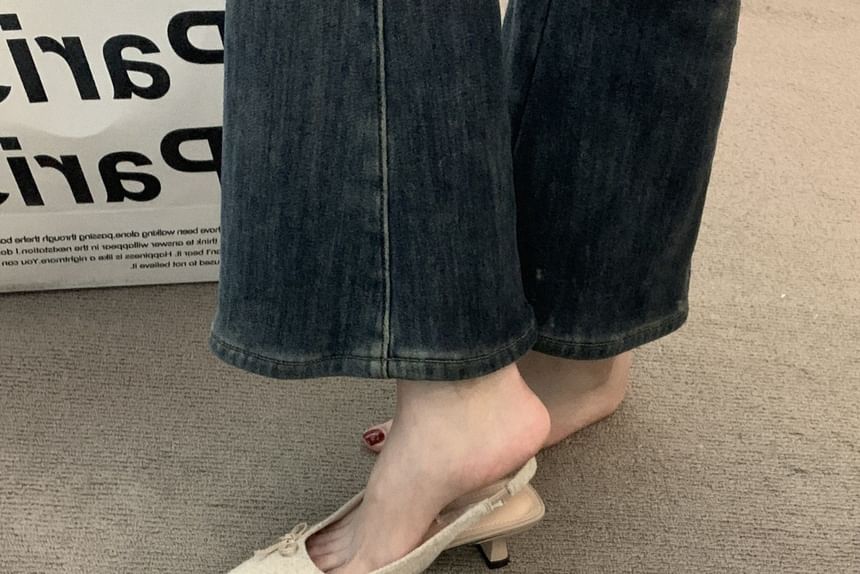 Bow Sandals Slingback Pointy Kitten Heel