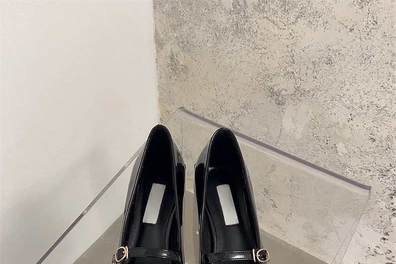 Jane Mary Chunky Shoes Heel Square-Toe