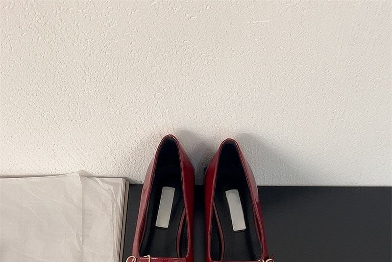 Jane Mary Chunky Shoes Heel Square-Toe