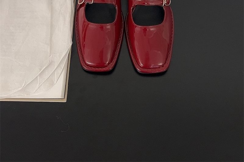 Jane Mary Chunky Shoes Heel Square-Toe