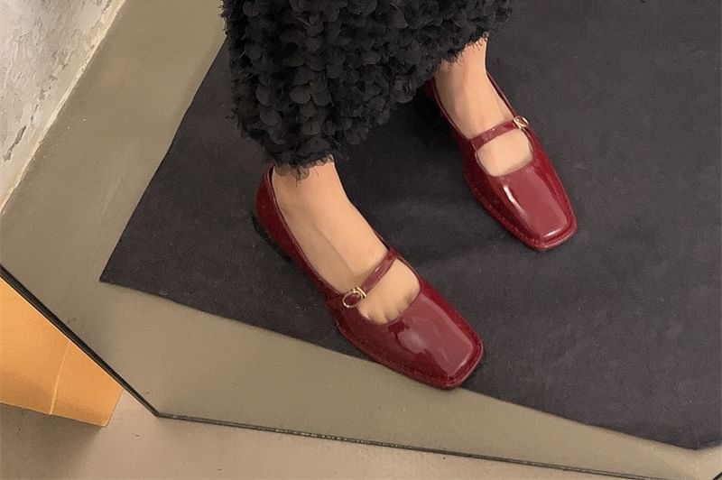 Jane Mary Chunky Shoes Heel Square-Toe