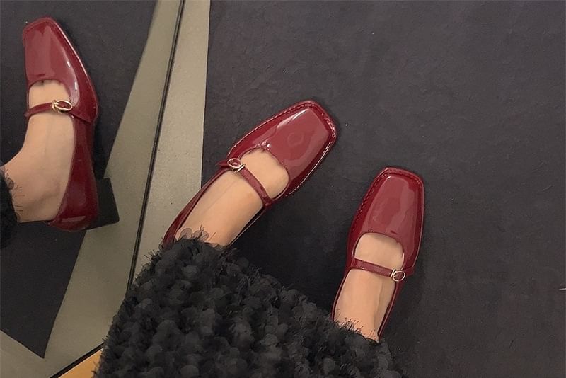 Jane Mary Chunky Shoes Heel Square-Toe