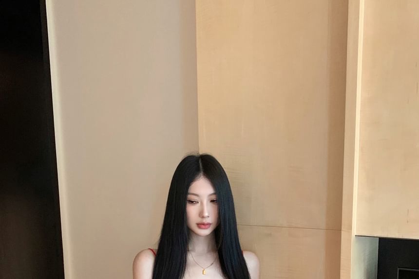 Camisole Leg Print Top Contrast Waist Lettering Pants / Wide Crop Trim Drawstring