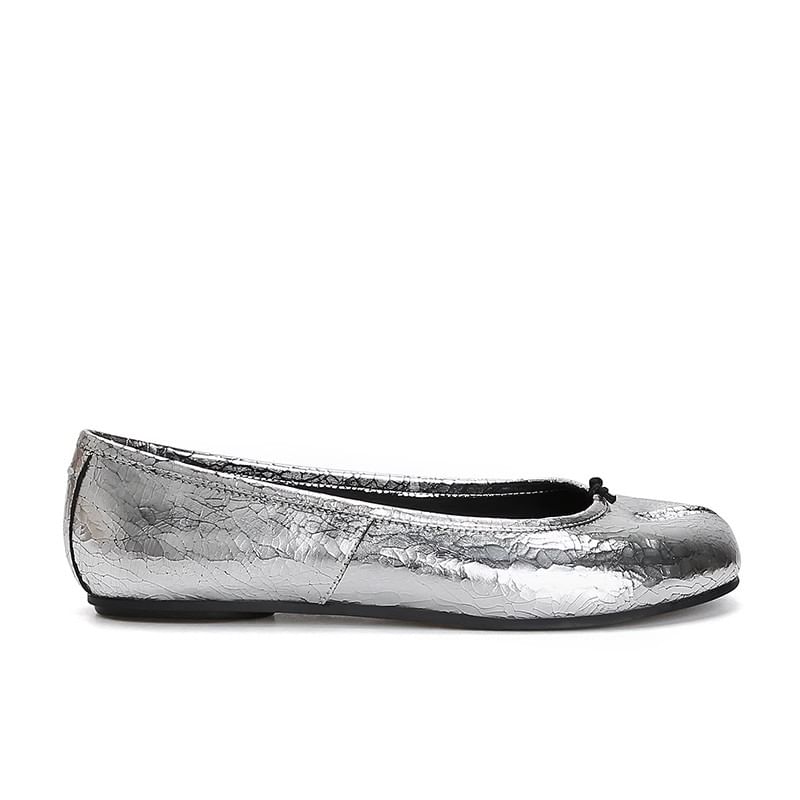 Toe Genuine Leather Metallic Split Flats