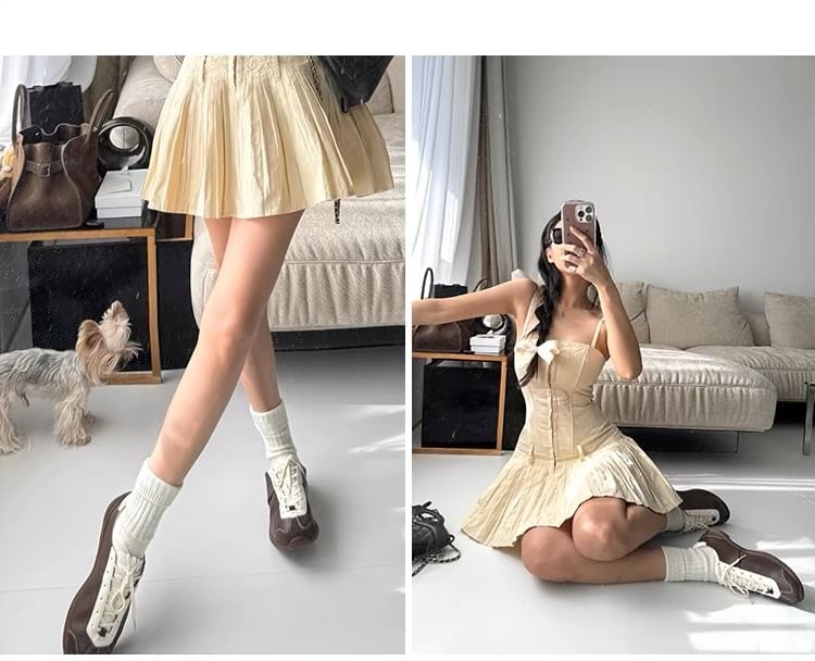 Lace-Up Two Leather Genuine Sneakers Tone